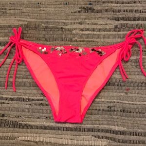 Sequin Ruched-back Bikini Bottom